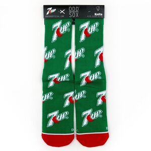 Odd Sox 7-Up Soda Crew Socks 7Up 7 Up Green Red Mens Womens Fun Novelty Gift